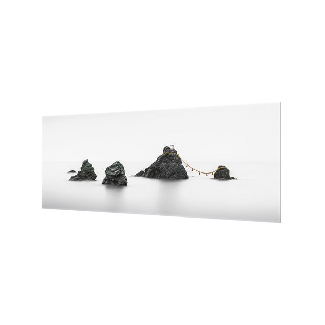 Spritzschutz Glas - Meoto Iwa - die verheirateten Felsen - Panorama 5:2
