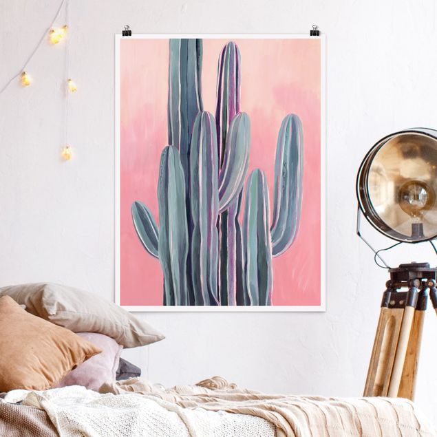Poster Illustration Kaktus auf Rosa II