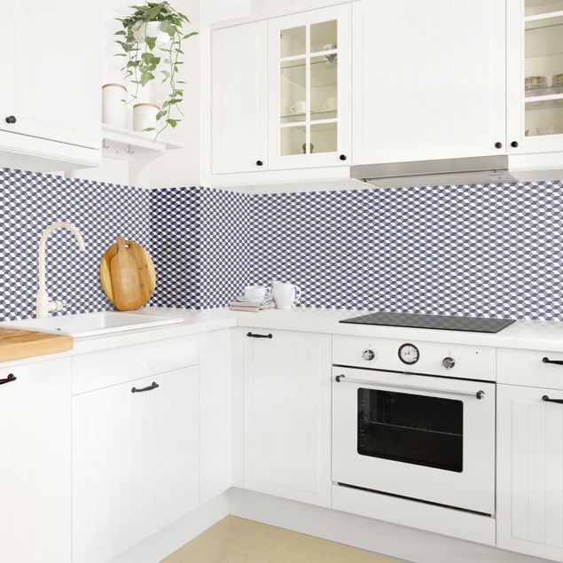 Küchenrückwand Muster Geometrischer Fliesenmix Würfel Violett