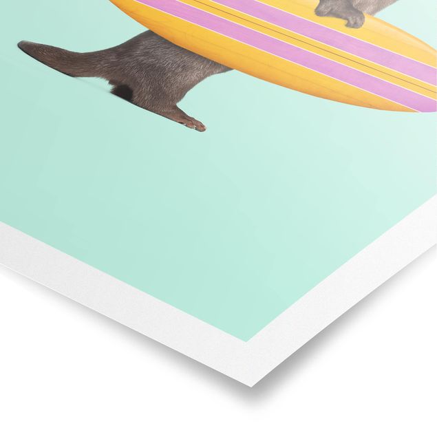 Schöne Wandbilder Otter mit Surfbrett