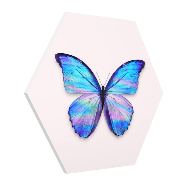 Hexagon Wandbilder Holografischer Schmetterling