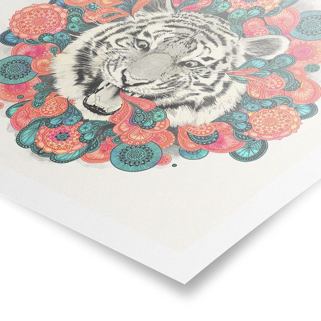 Poster - Illustration Tiger Zeichnung Mandala Paisley - Quadrat 1:1