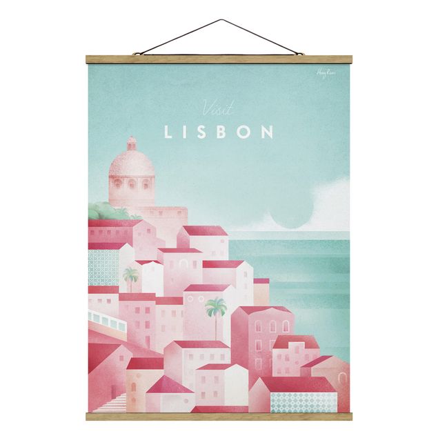 Stoffbild mit Posterleisten - Reiseposter - Lissabon - Hochformat 3:4