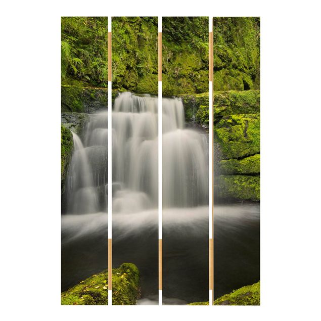 Holzbild - Lower McLean Falls in Neuseeland - Hochformat 3:2