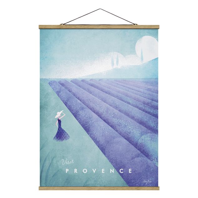 Stoffbild mit Posterleisten - Reiseposter - Provence - Hochformat 3:4