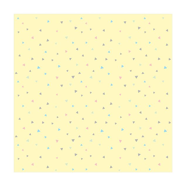 Teppiche groß Bunte gezeichnete Pastelldreiecke auf Gelb