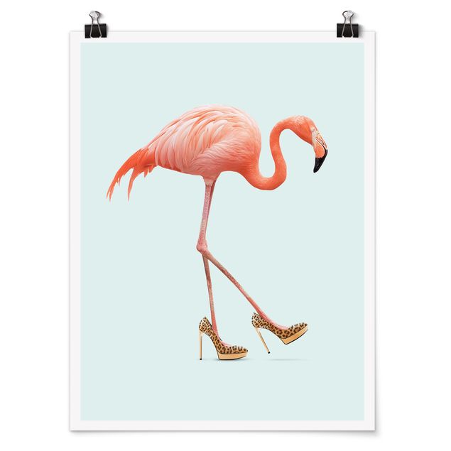 Tiere Poster Flamingo mit High Heels