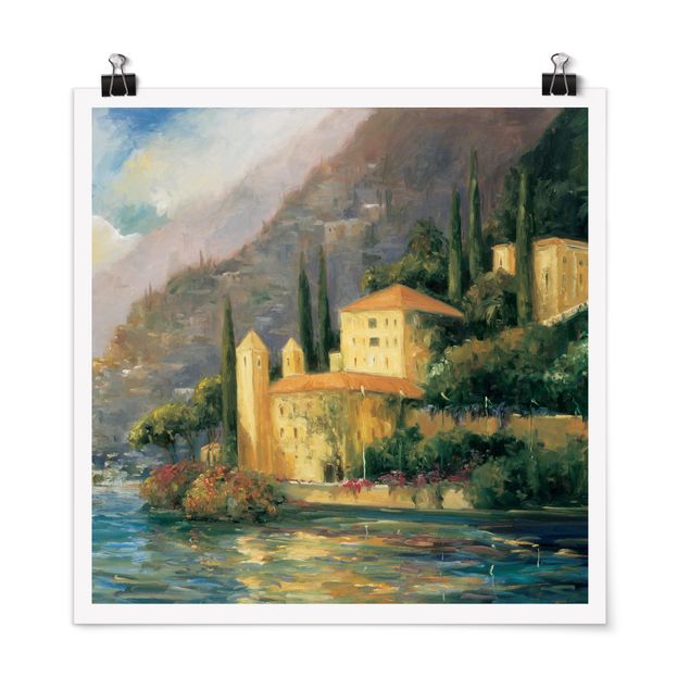 Poster - Italienische Landschaft - Landhaus - Quadrat 1:1