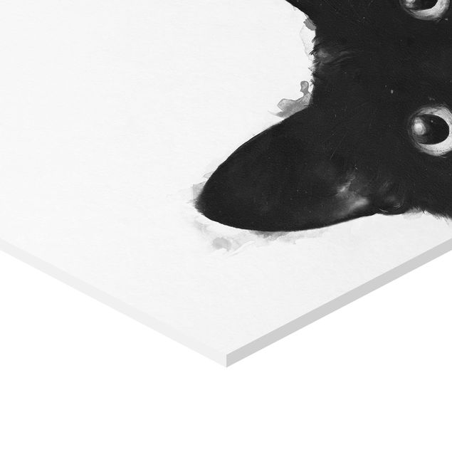 Hexagon Bild Forex - Illustration Schwarze Katze auf Weiß Malerei
