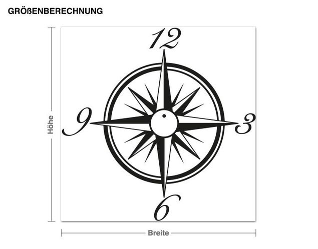 Wandaufkleber Uhr Kompass Illustration