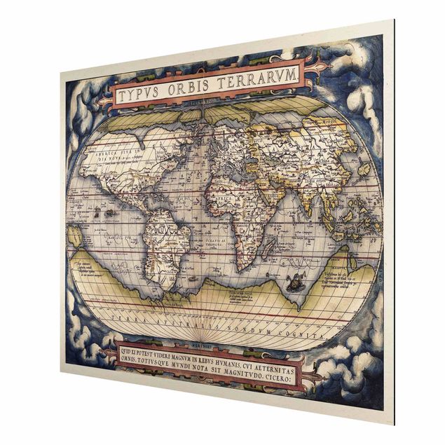 Aluminium Print gebürstet - Historische Weltkarte Typus Orbis Terrarum - Querformat 3:4