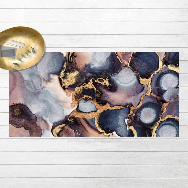 Abstrakte Bilder Marmor Aquarell mit Gold