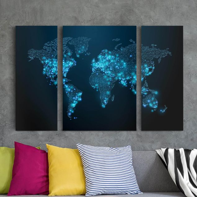 Wandbild Weltkarte Connected World Weltkarte