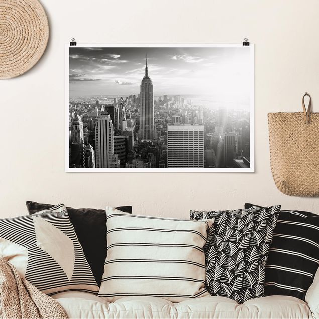 Wandposter Schwarz-Weiß Manhattan Skyline