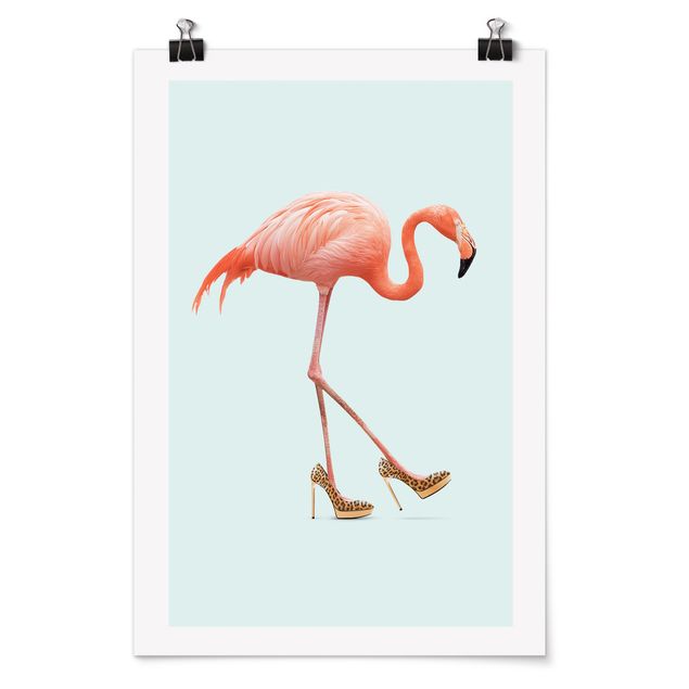 Tierposter Flamingo mit High Heels