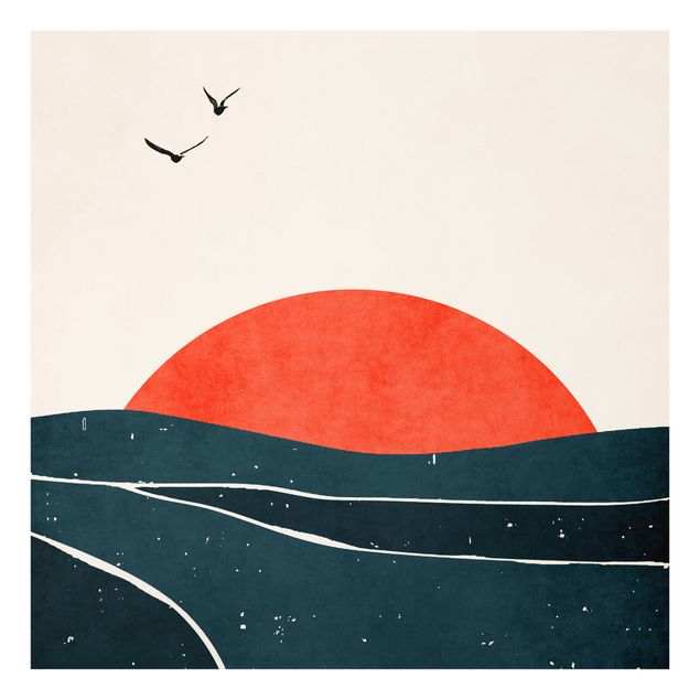 Spritzschutz - Meer vor rotem Sonnenuntergang - Quadrat 1:1