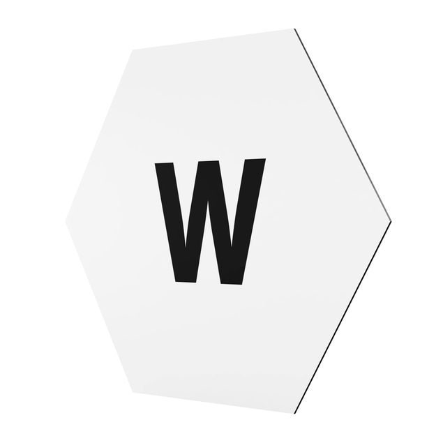 Hexagon Bild Alu-Dibond - Buchstabe Weiß W