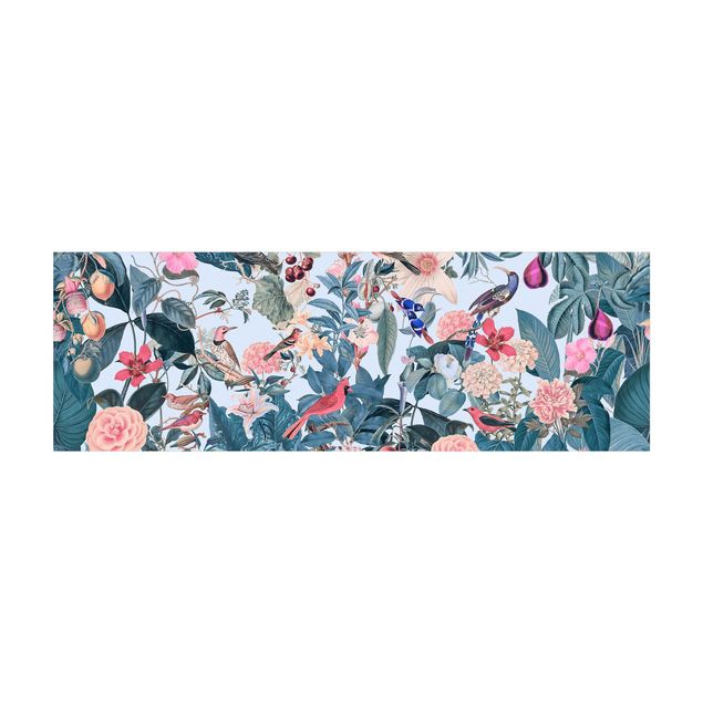 Teppich Blumen Vintage Collage - Vogelgarten
