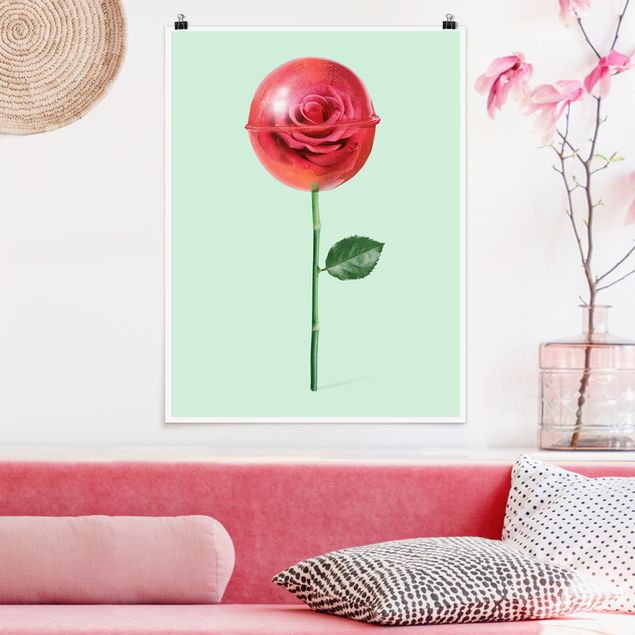 Kunstkopie Poster Rose mit Lollipop