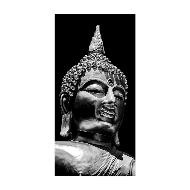 Teppich schwarz-weiß Buddha Statue Gesicht