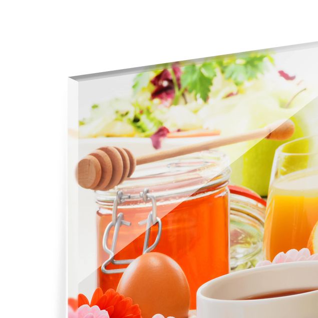 Glas Spritzschutz - Sommerlicher Frühstückstisch - Querformat - 4:3