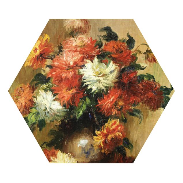 Hexagon Wandbilder Auguste Renoir - Stillleben mit Dahlien