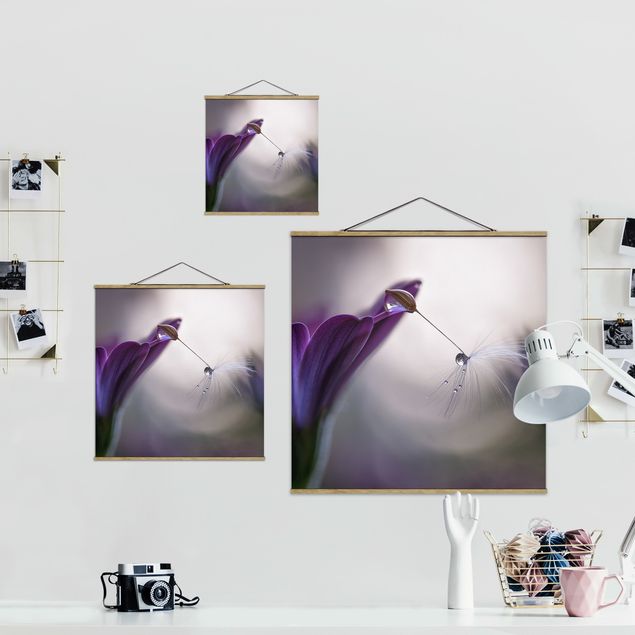 Stoffbild mit Posterleisten - Purple Rain - Quadrat 1:1