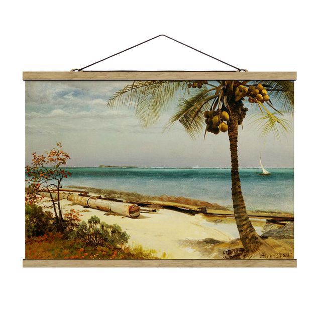 Stoffbilder mit Holzleisten Albert Bierstadt - Küste in den Tropen
