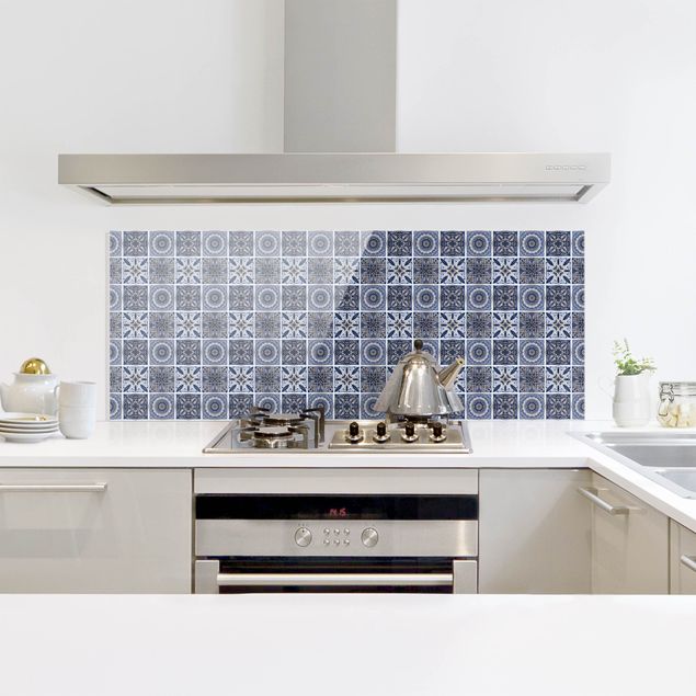 Spritzschutz Küche Fliesenoptik Orientalischer Mandala Mustermix mit Blau und Gold