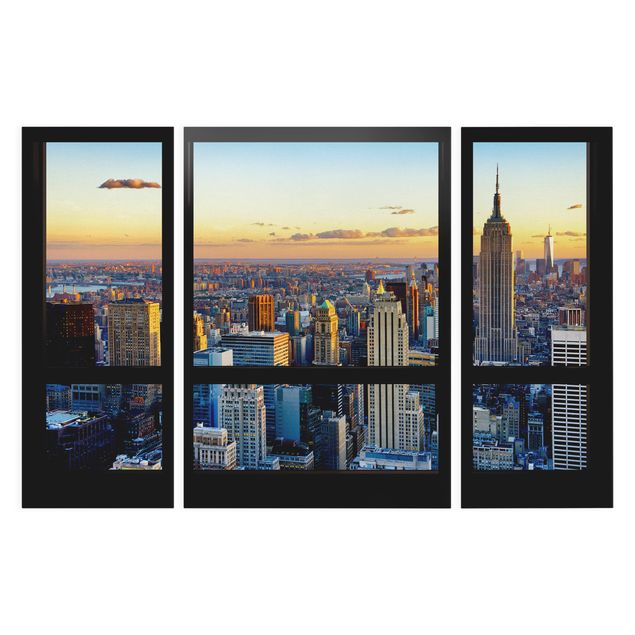 Leinwandbilder Fensterausblick - Sonnenaufgang New York