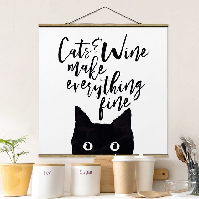 Wandbilder Tiere Cats and Wine make everything fine