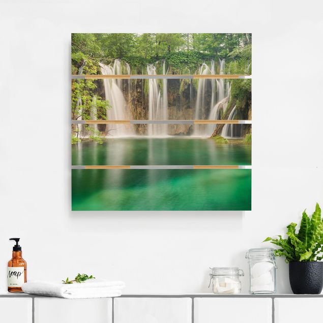 Holzbilder modern Wasserfall Plitvicer Seen