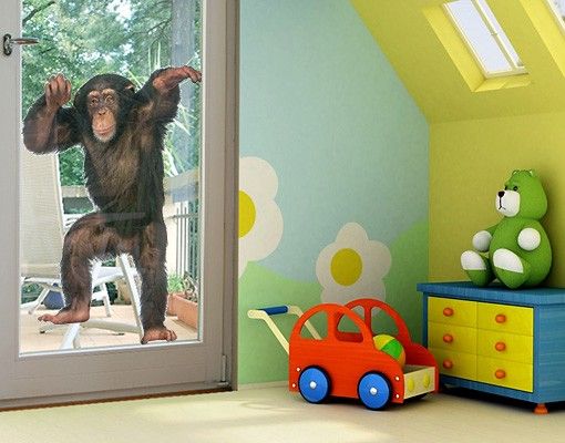 Fensterfolie Motiv Tiere Vergnügter Affe