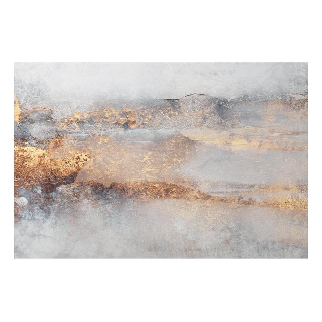 Wandbilder abstrakt Gold-Grauer Nebel