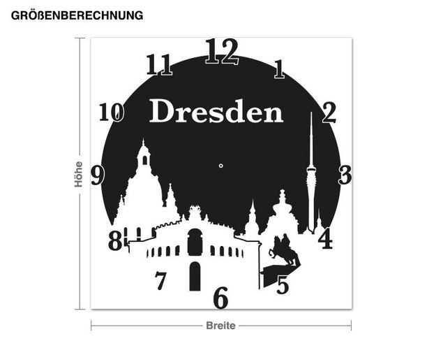 Wandaufkleber Dresden Uhr