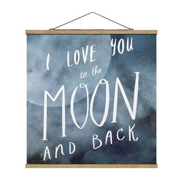 Stoffbild mit Posterleisten - Himmlische Liebe - Mond - Quadrat 1:1