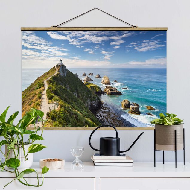 Schöne Wandbilder Nugget Point Leuchtturm und Meer Neuseeland