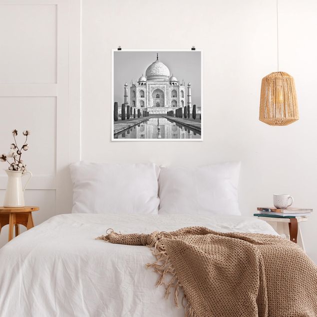 Poster Illustration Taj Mahal mit Garten