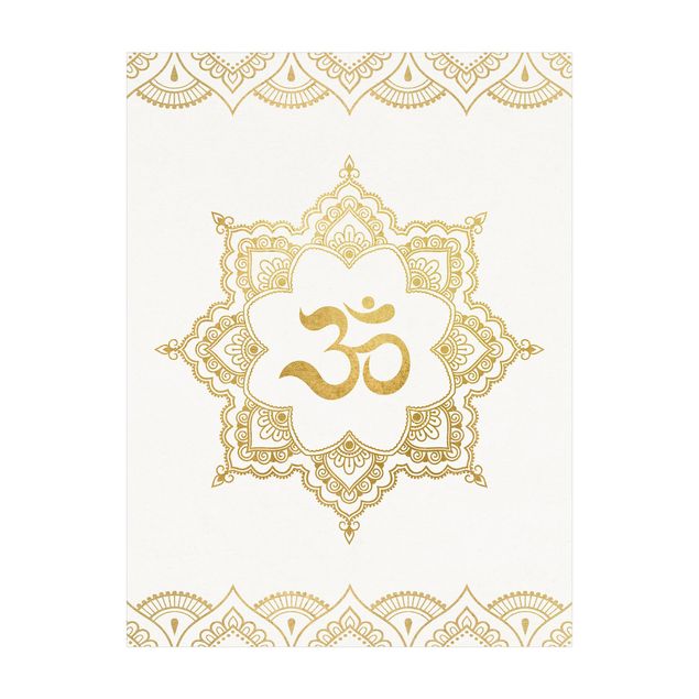 Teppich Orientalisch Mandala OM Illustration Ornament weiß gold