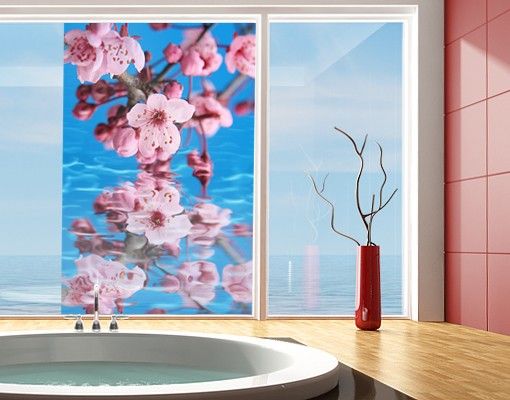 Fensterbilder Landschaft Gelber Kirschblütenbaum