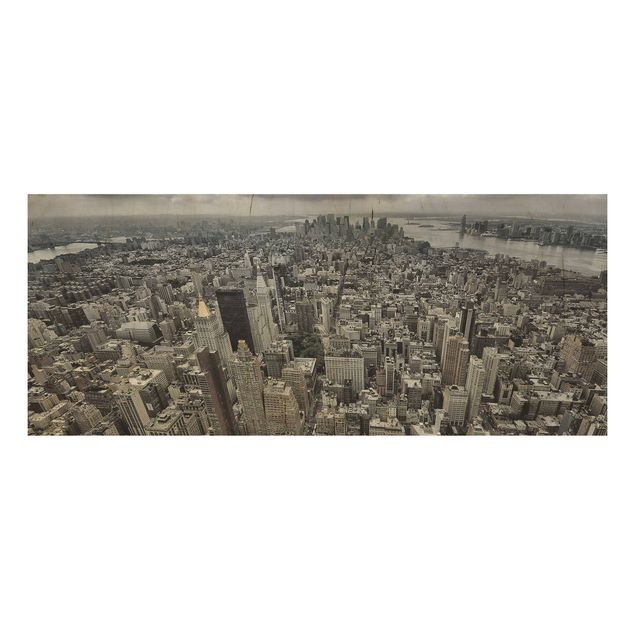 Holzbild Skyline Blick über Manhattan
