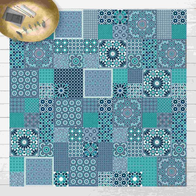 Aussen Teppich Marokkanische Mosaikfliesen türkis blau