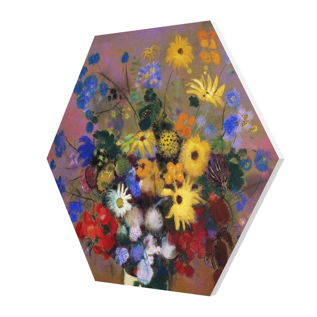 Hexagon Bild Forex - Odilon Redon - Blumen in einer Vase