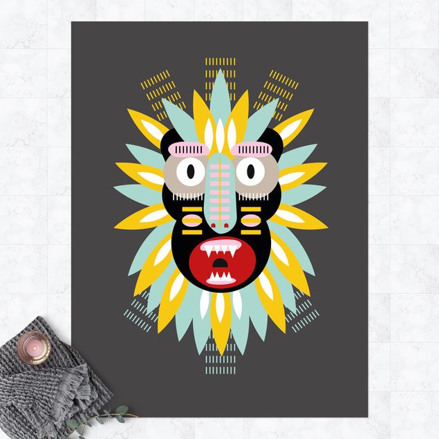 Aussen Teppich Collage Ethno Maske - King Kong