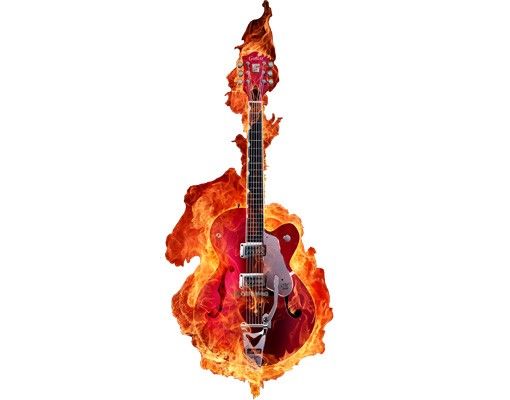 Folie für Fenster Gitarre in Flammen
