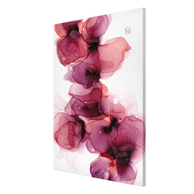 Magnettafel mit Motiv Wilde Blüten in Violett und Gold