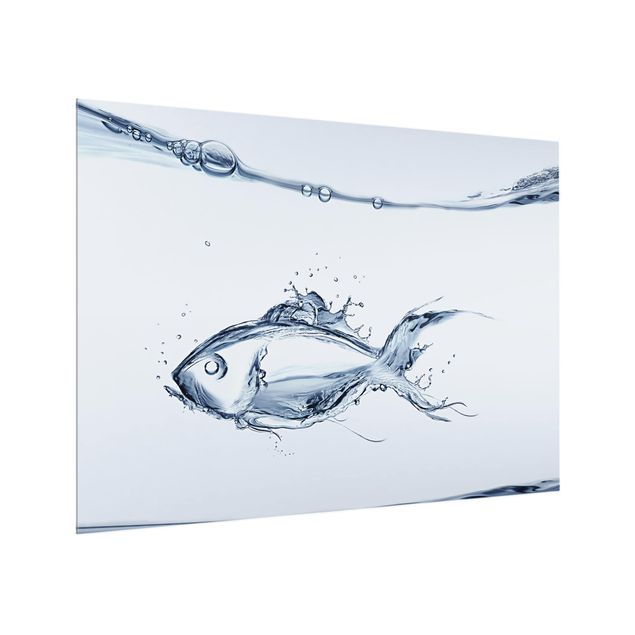 Glas Spritzschutz - Liquid Silver Fish - Querformat - 4:3