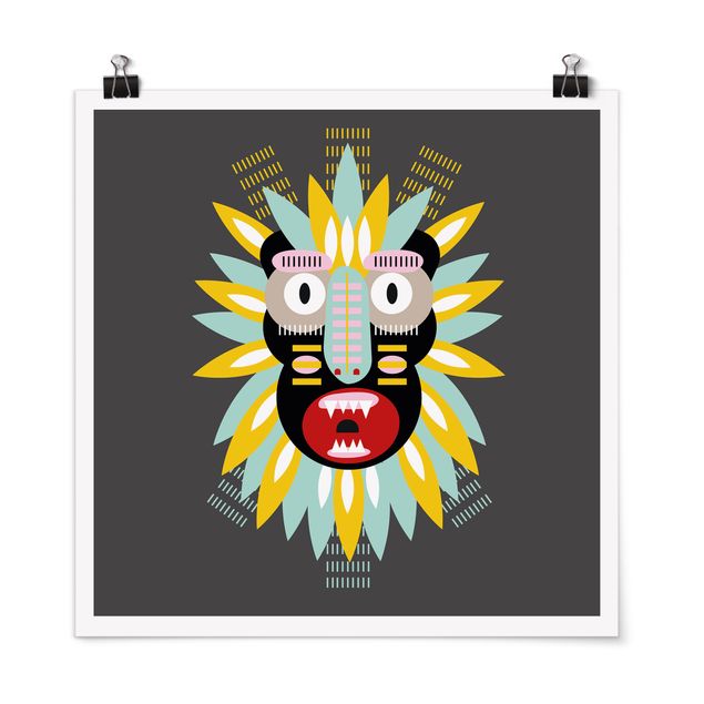 Poster - Collage Ethno Maske - King Kong - Quadrat 1:1
