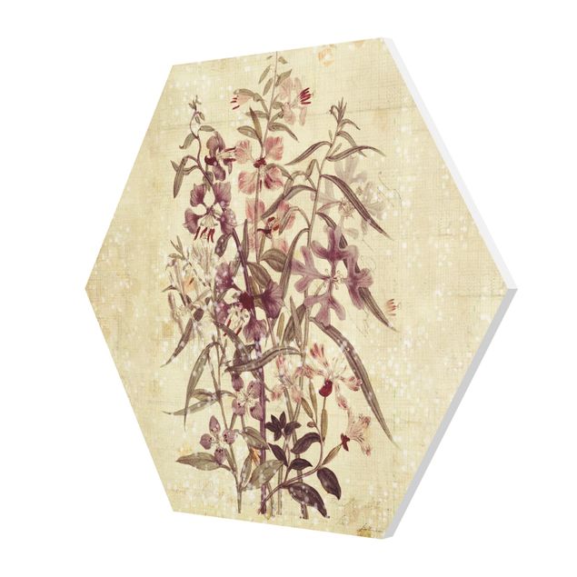 Hexagon Bild Forex - Vintage Florale Leinenoptik