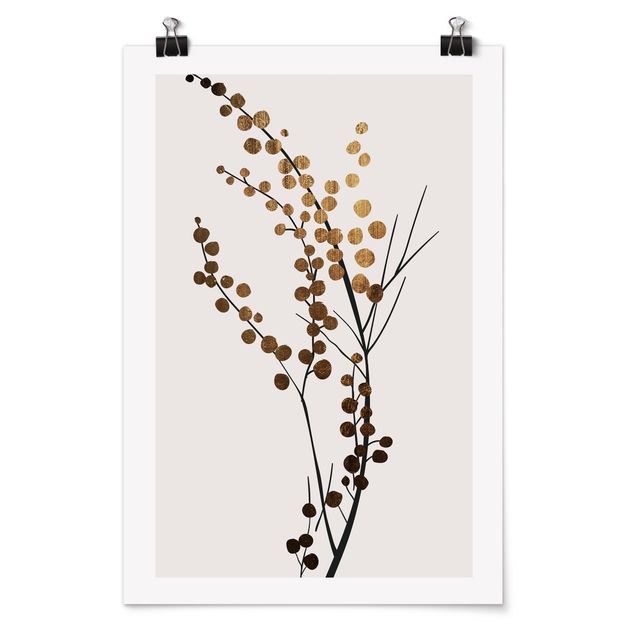 Poster Grafische Pflanzenwelt - Beeren Gold